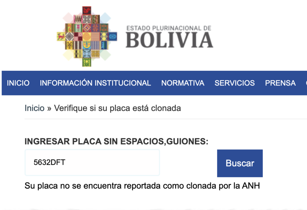 Verificar placas clonadas en Bolivia